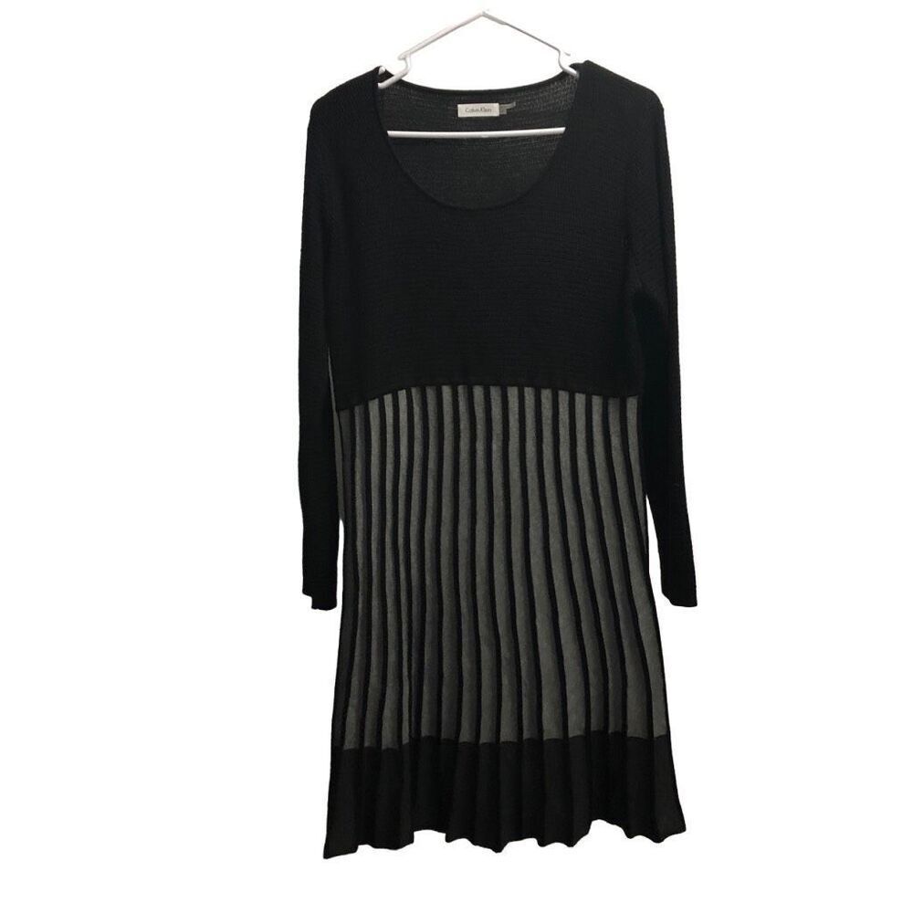 Calvin Klein Black and Gray Midi Dress